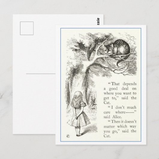 Alice ontmoet de Cheshire Cat  Illustratie Briefkaart (Voorkant / Achterkant)