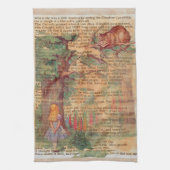 Alice ontmoet de Cheshire .cat Theedoek (Verticaal)