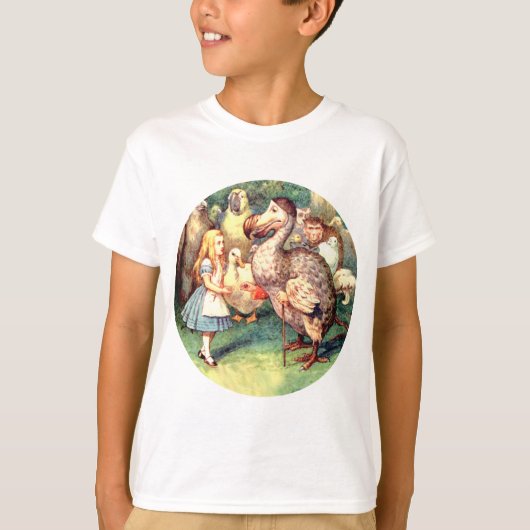 Alice ontmoet de dodo vogel in de Caucus Race T-shirt (Voorkant)