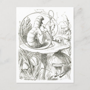 Alice ontmoet de  illustratie van Caterpillar Briefkaart