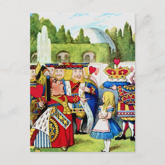 Alice ontmoet de koningin van het hart in Wonderla Briefkaart (Voorkant)