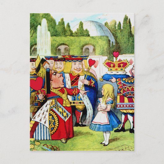 Alice ontmoet de koningin van het hart in Wonderla Briefkaart (Voorkant)