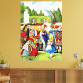 Alice ontmoet de koningin van het hart in Wonderla Canvas Afdruk (Insitu (Woonkamer))