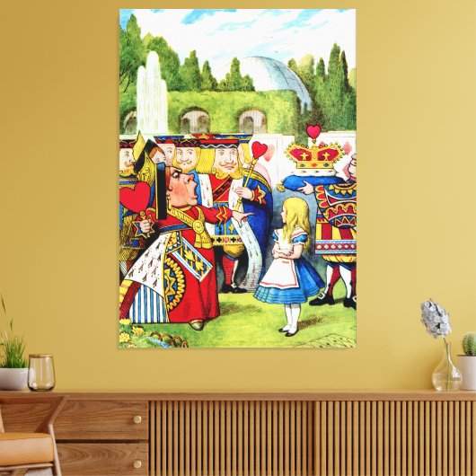 Alice ontmoet de koningin van het hart in Wonderla Canvas Afdruk (Insitu (Woonkamer))
