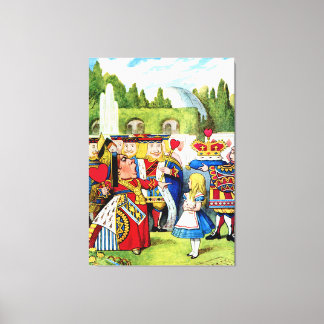 Alice ontmoet de koningin van het hart in Wonderla Canvas Afdruk
