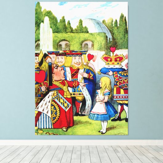 Alice ontmoet de koningin van het hart in Wonderla Canvas Afdruk (Insitu (Houten vloer))