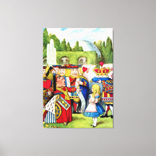 Alice ontmoet de koningin van het hart in Wonderla Canvas Afdruk