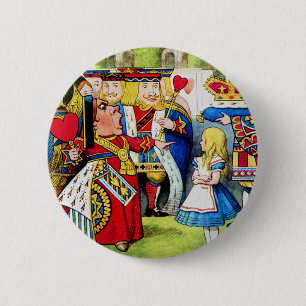 Alice ontmoet de koningin van het hart in Wonderla Ronde Button 5,7 Cm