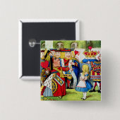 Alice ontmoet de koningin van het hart in Wonderla Vierkante Button 5,1 Cm (Voorkant /achterkant)
