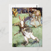 Alice ontmoet een konijn afleiding briefkaart (Voorkant / Achterkant)