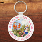 Alice ontmoet het spreken van bloemen in Wonderlan Sleutelhanger (Voorkant)