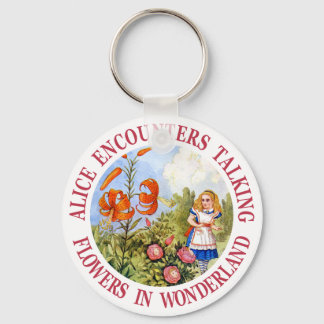 Alice ontmoet pratende bloemen in Wonderland Sleutelhanger