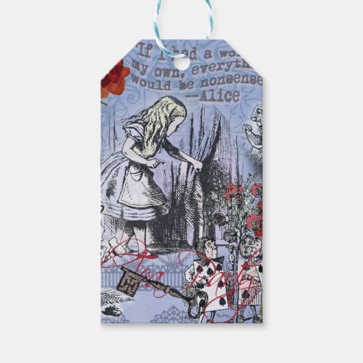 Alice onzin gordijn wonderland - Blauw Cadeaulabel (Voorkant)