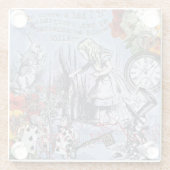 Alice onzin gordijn wonderland - Blauw Glazen Onderzetter (Achterkant)