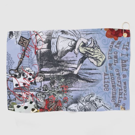 Alice onzin gordijn wonderland - Blauw Golfhanddoek (Horizontaal)