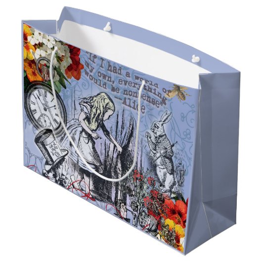 Alice onzin gordijn wonderland - Blauw Groot Cadeauzakje (Achterkant Gekanteld)