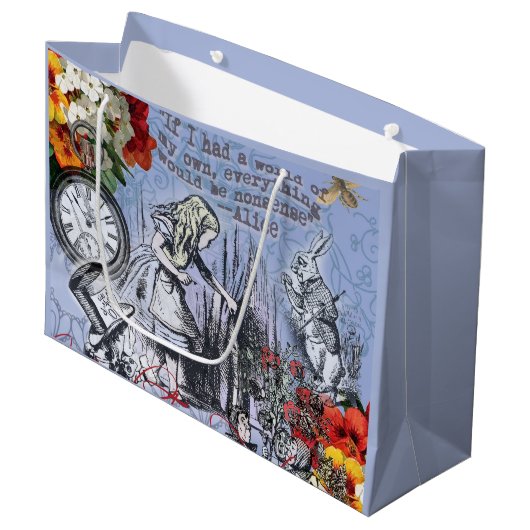 Alice onzin gordijn wonderland - Blauw Groot Cadeauzakje (Voorkant Gekanteld)