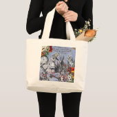 Alice onzin gordijn wonderland - Blauw Grote Tote Bag (Voorkant (product))