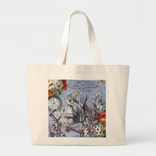 Alice onzin gordijn wonderland - Blauw Grote Tote Bag
