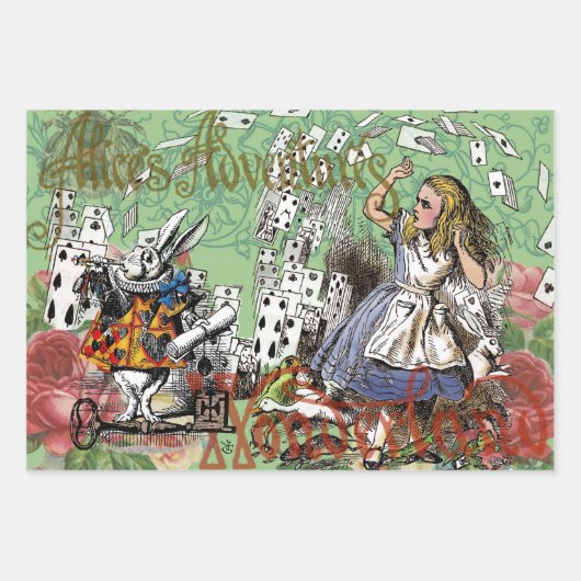 Alice onzin gordijn wonderland - Blauw Inpakpapier Vel (Voorkant 3)