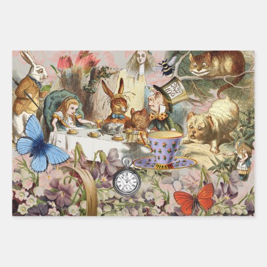 Alice onzin gordijn wonderland - Blauw Inpakpapier Vel (Voorkant 2)