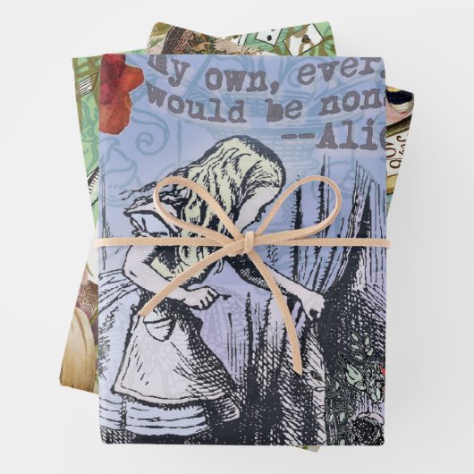 Alice onzin gordijn wonderland - Blauw Inpakpapier Vel (In situ)