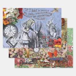 Alice onzin gordijn wonderland - Blauw Inpakpapier Vel
