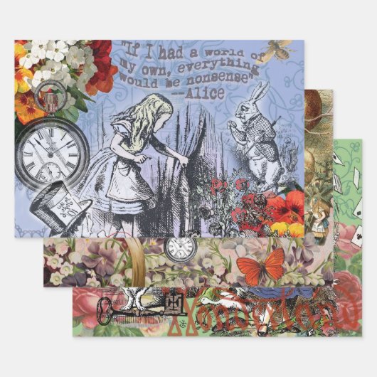 Alice onzin gordijn wonderland - Blauw Inpakpapier Vel (Set)