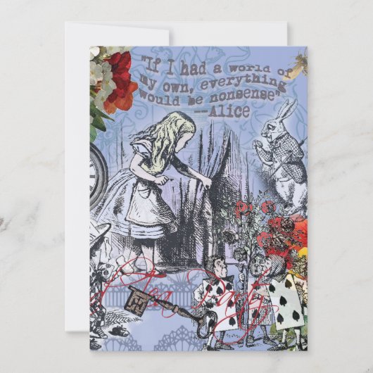 Alice onzin gordijn wonderland - Blauw Kaart (Voorkant)