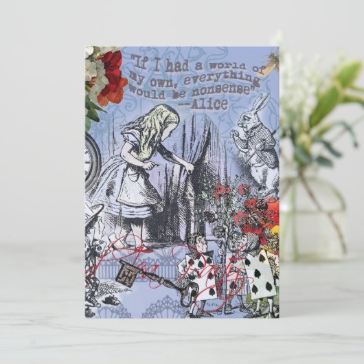 Alice onzin gordijn wonderland - Blauw Kaart (Staand voorkant)