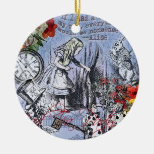 Alice onzin gordijn wonderland - Blauw Keramisch Ornament