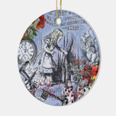 Alice onzin gordijn wonderland - Blauw Keramisch Ornament (Links)