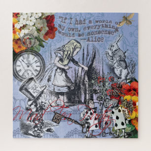 Alice onzin gordijn wonderland - Blauw Legpuzzel