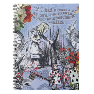 Alice onzin gordijn wonderland - Blauw Notitieboek