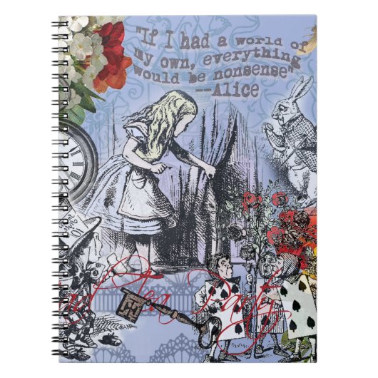 Alice onzin gordijn wonderland - Blauw Notitieboek (Voorkant)