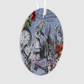 Alice onzin gordijn wonderland - Blauw Ornament (voorkant)