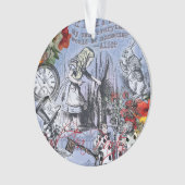 Alice onzin gordijn wonderland - Blauw Ornament (voorkant)