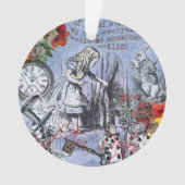 Alice onzin gordijn wonderland - Blauw Ornament (voorkant)