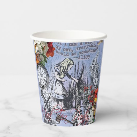 Alice onzin gordijn wonderland - Blauw Papieren Bekers (Achterkant)