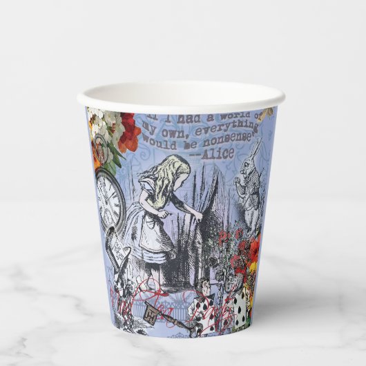 Alice onzin gordijn wonderland - Blauw Papieren Bekers (Voorkant)