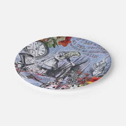 Alice onzin gordijn wonderland - Blauw Papieren Bordje (Gekanteld)