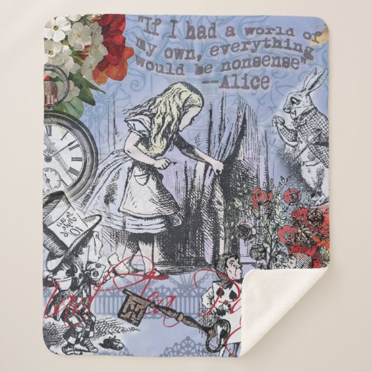 Alice onzin gordijn wonderland - Blauw Sherpa Deken (Voorkant)