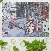 Alice onzin gordijn wonderland - Blauw Theedoek (Gevouwen)