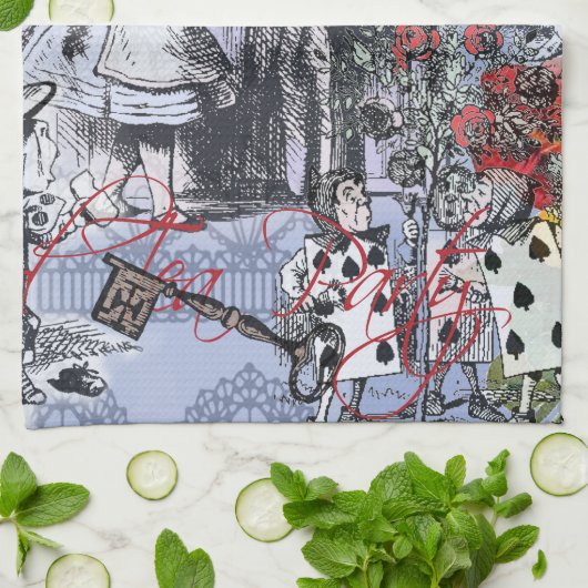 Alice onzin gordijn wonderland - Blauw Theedoek (Gevouwen)