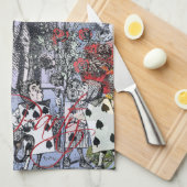 Alice onzin gordijn wonderland - Blauw Theedoek (Quarter Fold)