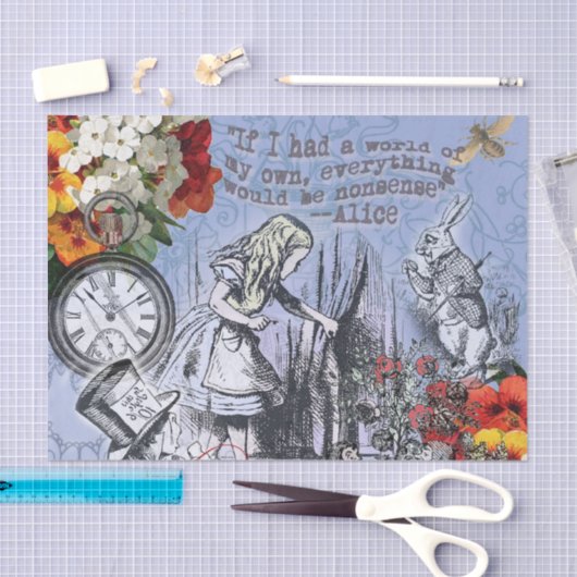 Alice onzin gordijn wonderland - Blauw Tissuepapier (Craft)