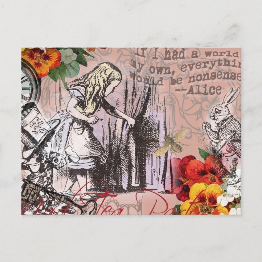 Alice onzin gordijn wonderland briefkaart (Voorkant)