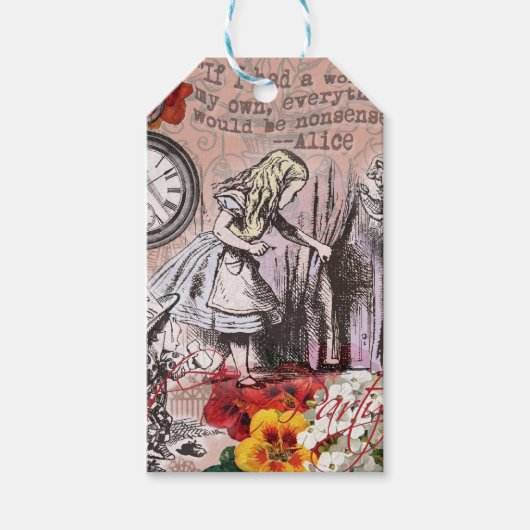Alice onzin gordijn wonderland cadeaulabel (Voorkant)