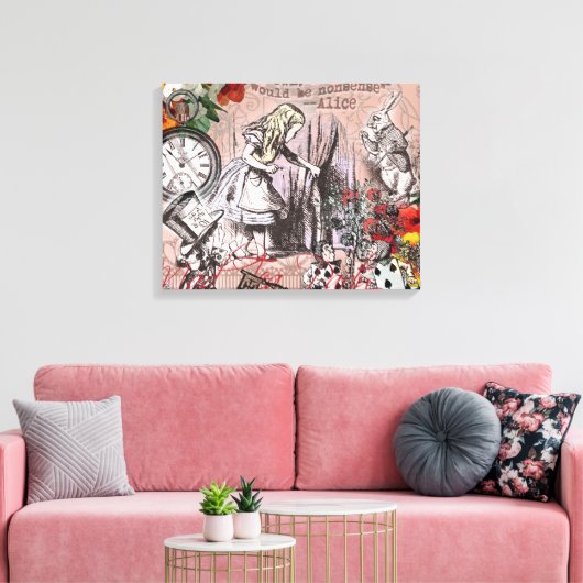 Alice onzin gordijn wonderland canvas afdruk (Insitu (Woonkamer))