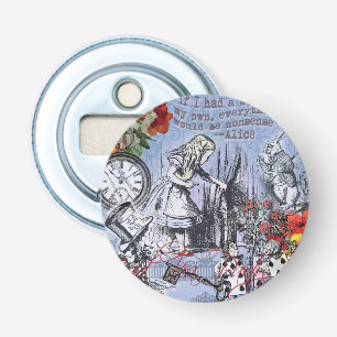 Alice onzin gordijn wonderland klassieker button flesopener